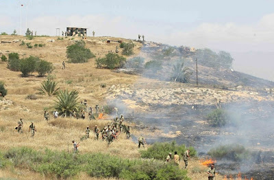 Πυρκαγιά στην νεκρή ζώνη κατασβέστηκε από κοινού με Ελληνοκύπριους και Τούρκους στρατιώτες (φωτογραφίες) - Φωτογραφία 3