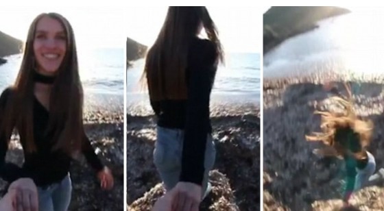 ΒΙΝΤΕΟ ΣΟΚ: Σπρώχνει την κοπέλα του και την ρίχνει από βράχο - Φωτογραφία 1