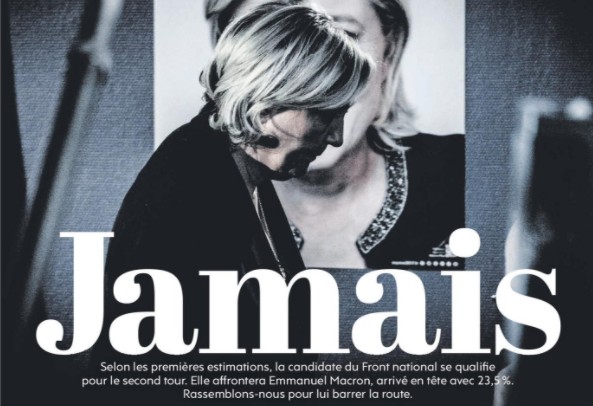 Το συγκλονιστικό εξώφυλλο της L’ Humanite για τη Λεπέν: «Jamais» - Φωτογραφία 1