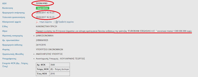 ΜΕ ΥΠΟΓΡΑΦΗ ΧΟΥΛΙΑΡΑΚΗ ΔΩΣΑΝΕ ΕΓΓΥΗΣΕΙΣ ΣΤΙΣ ΤΡΑΠΕΖΕΣ ΥΨΟΥΣ 2 ΔΙΣ ΚΑΙ ΤΗΝ ΑΠΟΦΑΣΗ ΤΗΝ ΔΗΜΟΣΙΕΥΣΑΝΕ 6 ΜΗΝΕΣ ΜΕΤΑ..ΕΓΓΡΑΦΑ ΦΩΤΙΑ - Φωτογραφία 2