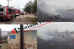 Πυρκαγιά πριν λίγο σε θαμνώδη περιοχή πλησίον του νεκροταφείου Βάρης [photos]