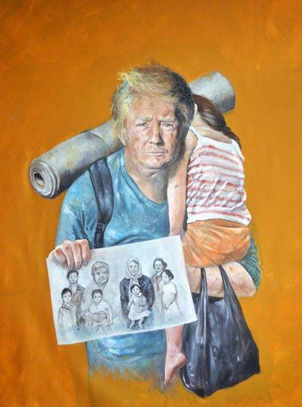 Σύρος καλλιτέχνης ζωγραφίζει τους ηγέτες του κόσμου ως φτωχούς και πρόσφυγες! - Φωτογραφία 6