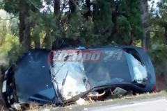 Απογειώθηκε αυτοκίνητο στην Επ. Οδό Κάτω Αχαΐας - Αράξου