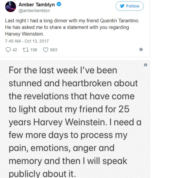 To tweet του Κουέντιν Ταραντίνο για τον φίλο του Χάρβεϊ Γουάινσταΐν - Φωτογραφία 2