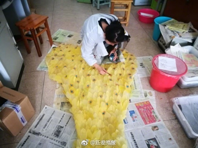 Κίνα: Φοιτητές δημιουργούν ένα μοναδικό φόρεμα...από 6.000 φύλλα! - Φωτογραφία 3