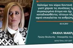 Ραχήλ Μακρή: «Nα απαντήσει ο κος Κοντονής, γιατί χάρισε τις  ποινές σε συγκεκριμένα άτομα και όχι σε όλους τους καταδικασθέντες ίδιων αδικηματων, αφού επικαλείται τα ανθρώπινα δικαιώματα»