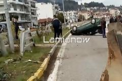Αγ. Κωνσταντίνος: Τύχη βουνό για τετραμελή οικογένεια, Ι.Χ «τούμπαρε» στο μέσον του δρόμου