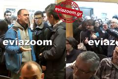 Ένταση στην ομιλία του Υφυπουργού Παιδείας στη Χαλκίδα – Διαδηλωτές διέκοψαν την εκδήλωση (ΦΩΤΟ & ΒΙΝΤΕΟ)