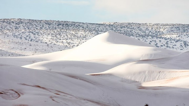 Ο καιρός τρελάθηκε - Η έρημος Σαχάρα καλύφθηκε από χιόνι - ΦΩΤΟ - Φωτογραφία 1