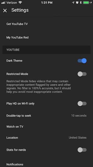 Πώς να ενεργοποιήσετε ένα σκοτεινό θέμα στην εφαρμογή YouTube στο iOS - Φωτογραφία 4