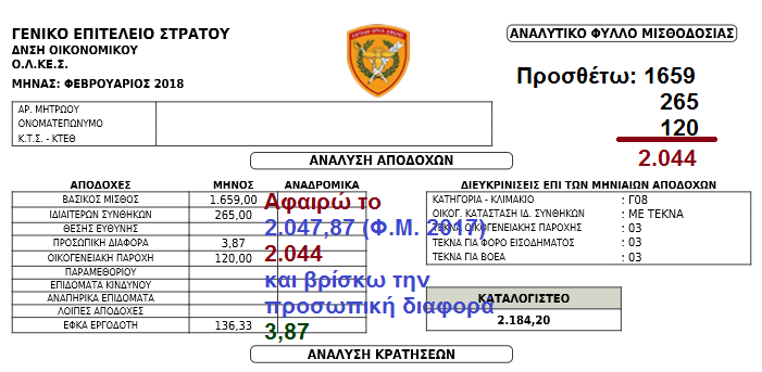 Πως προκύπτει η προσωπική διαφορά στο νέο μισθολόγιο των Στρατιωτικών (ΠΑΡΑΔΕΙΓΜΑ) - Φωτογραφία 2