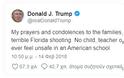 Η ανάρτηση του Ντόναλντ Τραμπ για την ένοπλη επίθεση σε σχολείο της Φλόριντα - Φωτογραφία 2
