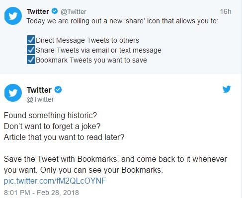 Το Twitter προσθέτει λειτουργίες bookmarking των tweets - Φωτογραφία 2