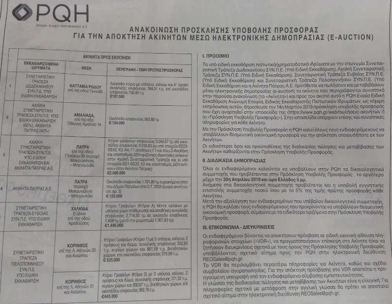 Ακίνητα Συνεταιριστικών Τραπεζών στο «σφυρί» - Φωτογραφία 2