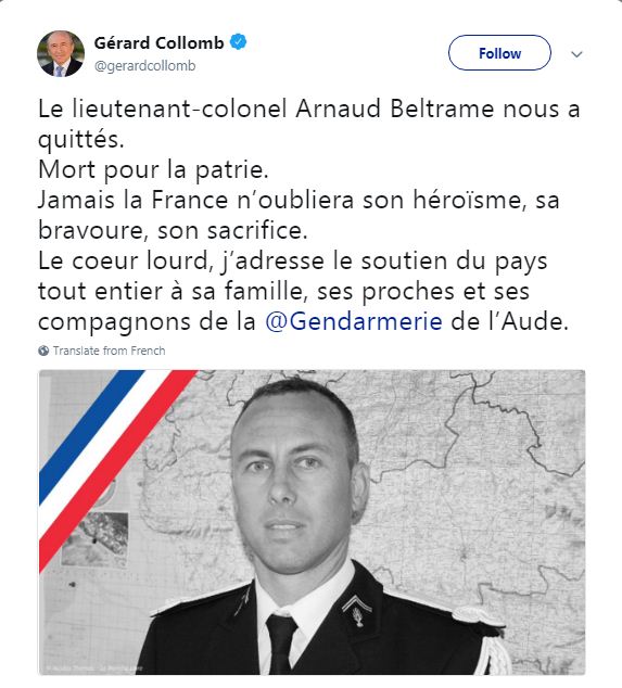 Επίθεση στην Γαλλία: Υπέκυψε ο ηρωϊκός αστυνομικός που πήρε τη θέση των ομήρων - Φωτογραφία 2
