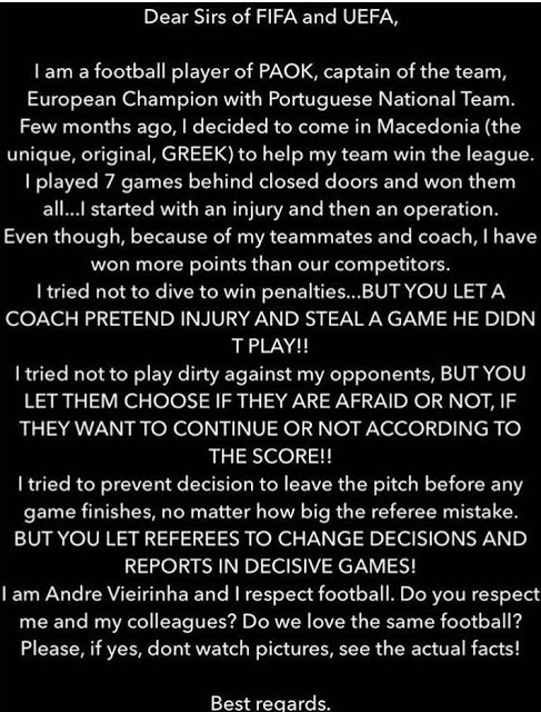 Η επιστολή του Βϊερίνια στην FIFA και την UEFA για την ποινή του ΠΑΟΚ που λέει την αλήθεια. Αυτός είναι πραγματικός Αρχηγός - Φωτογραφία 2
