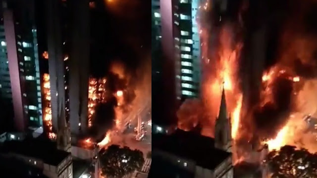 Καρέ - καρέ: Ουρανοξύστης καταρρέει σαν χάρτινος πύργος έπειτα από φωτιά - Φωτογραφία 2