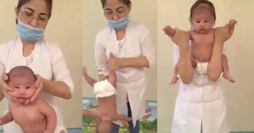 Ανατριχιαστικό: Γυναίκα περιστρέφει μωρό από τα χέρια και το κεφάλι του για να του κάνει μασάζ [video] - Φωτογραφία 1