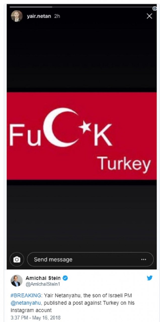 Χαμός με το «F.. Turkey» του γιου του Νετανιάχου στο Instagram - Κατέβηκε η ανάρτηση [Εικόνα] - Φωτογραφία 2