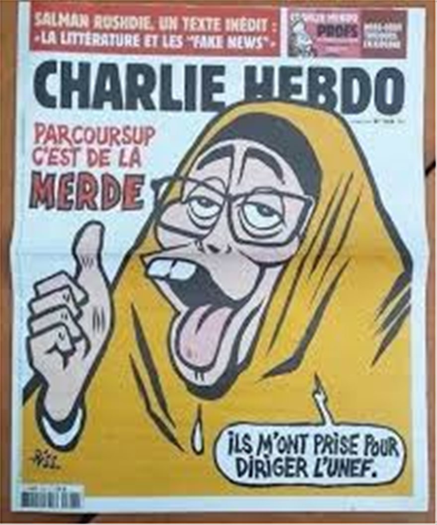 Το Charlie Hebdo παρουσιάζει ως μαϊμού τη φοιτήτρια του Πανεπιστημίου Σορβόννης που φόρεσε μαντίλα - Φωτογραφία 2