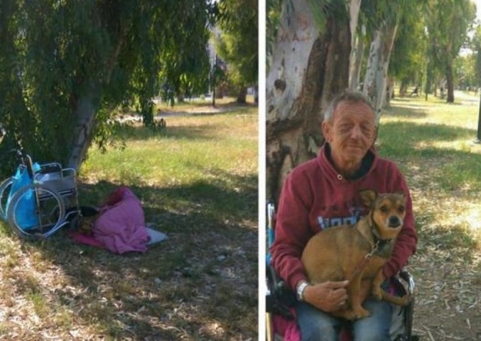 Πάτρα: Άστεγος καρκινοπαθής ζεί στο Νότιο Πάρκο - Μοναδική του συντροφιά τα σκυλάκια του - Φωτογραφία 1