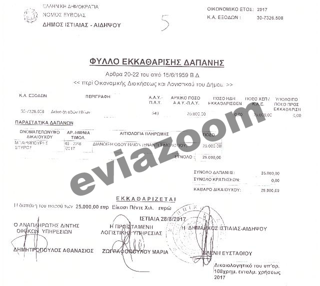 Ιστιαία - Αιδηψός: Καταγγέλεται και για πλαστογραφία η Διευθύντρια του Δήμου που είχε συλληφθεί για «φακελάκι» 1.200 ευρώ - Με πλαστό τιμολόγιο εισέπραξε 42.000 ευρώ η εταιρεία που ανήκει στον σύζυγο της! (ΕΓΓΡΑΦΑ & ΒΙΝΤΕΟ) - Φωτογραφία 3