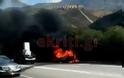 Kρήτη: Αυτοκίνητο πήρε φωτιά εν κινήσει - Από θαύμα σώθηκε ο οδηγός (BINTEO)