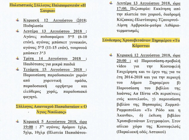 ΚΟΙΝΟΦΕΛΗΣ ΔΗΜΟΥ ΞΗΡΟΜΕΡΟΥ: Συνδιοργάνωση εκδηλώσεων με Συλλόγους -Καλοκαίρι 2018 | Το πρόγραμμα των εκδηλώσεων - Φωτογραφία 3