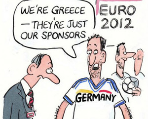 Προκλητική γελοιογραφία στη Guardian: Στο Euro με χορηγό την Γερμανία! - Φωτογραφία 1
