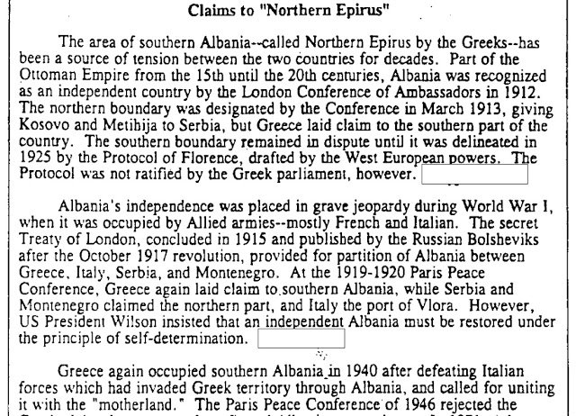CIA: Η Βόρειος Ήπειρος θα μπορούσε να ενωθεί με την Ελλάδα το 1994 εάν ξεκινούσε απελευθερωτικός αγώνας! - Φωτογραφία 2