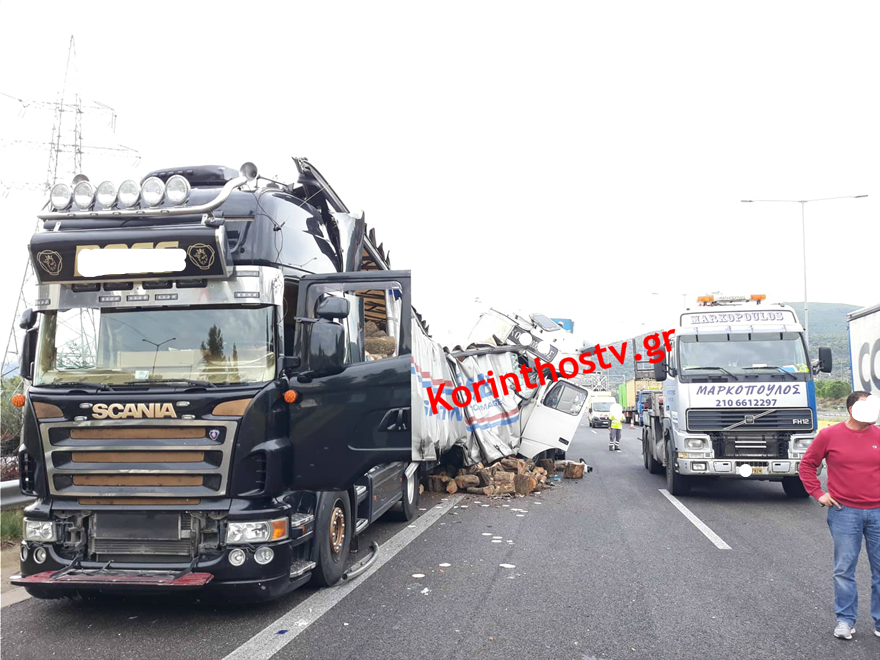 Σοβαρό τροχαίο ατύχημα νταλίκες στην Εθνική Οδό Αθηνών-Κορίνθου - Φωτογραφία 2