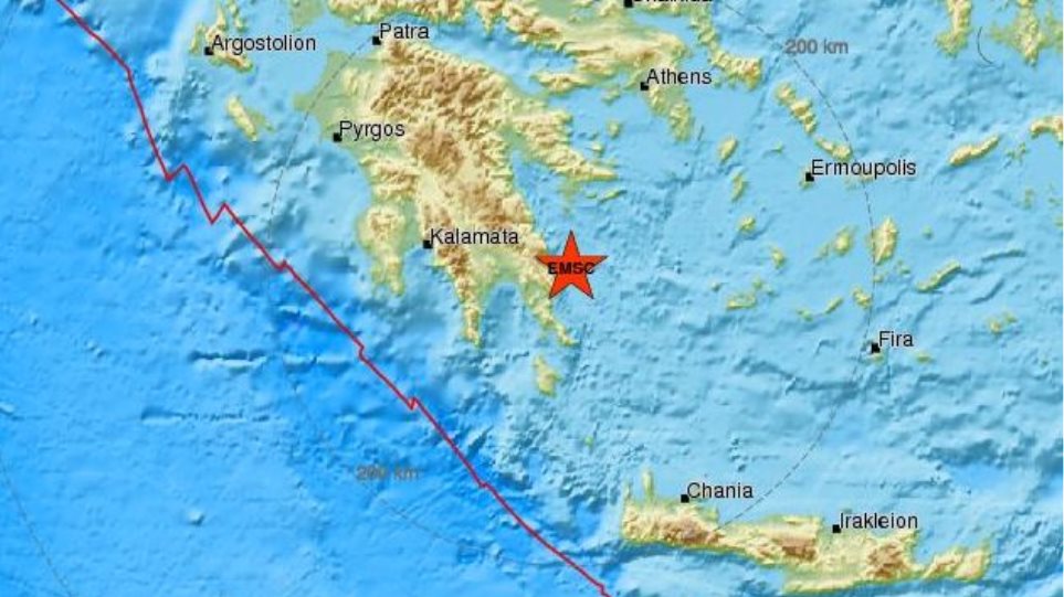 Σεισμός 4,1 Ρίχτερ ανατολικά της Λακωνίας - Φωτογραφία 1