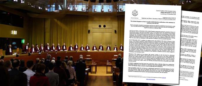 Ευρωδικαστήριο: Η Βρετανία μπορεί να αποσύρει μονομερώς το Brexit - Φωτογραφία 1