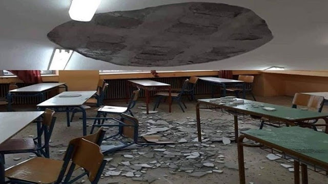 Παραλίγο τραγωδία στην Χαλκιδική - Σοβάδες έπεσαν στα κεφάλια μαθητών - Φωτογραφία 1