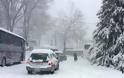 Λεωφορεία και αυτοκίνητα εγκλωβίστηκαν από τα χιόνια στο Στόμιο - Φωτογραφία 4