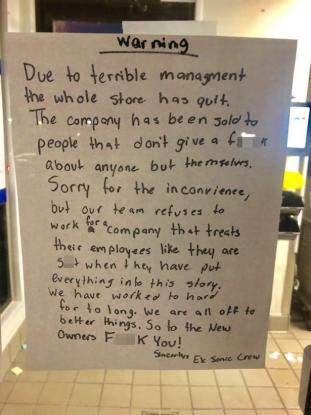 Απίστευτο σημείωμα ομαδικής παραίτησης σε εργοδότες: Άντε γ@@θείτε όλοι σας - Φωτογραφία 1