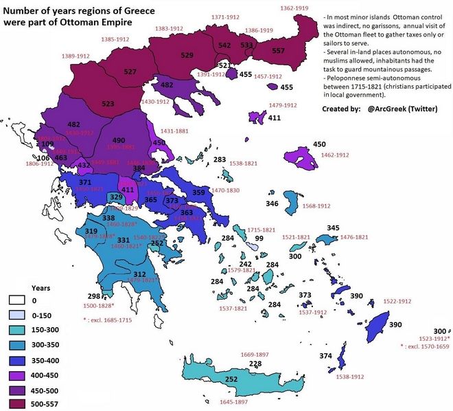 Πόσο έμεινε η κάθε περιοχή της Ελλάδας κάτω από τον Οθωμανικό ζυγό - Φωτογραφία 2