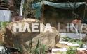 Ζημιές από τους σεισμούς στην Ηλεία - Βράχος έπεσε σε αυλή σπιτιού - Φωτογραφία 1