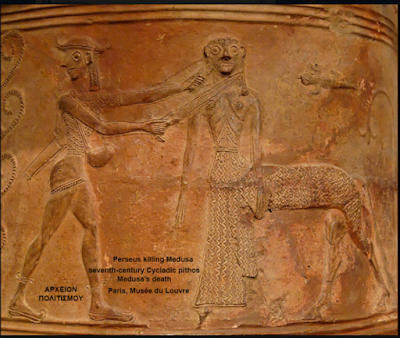 Ο Περσέας αποκεφαλίζει την Ιππο-Μέδουσα - Ο μεγάλος πίθος από τις Κυκλάδες του 7ου αι π.Χ. αιώνα, που δεν ξέρετε, από το Λούβρο! Γιατί και πώς βρίσκεται στο Παρίσι; - Φωτογραφία 1