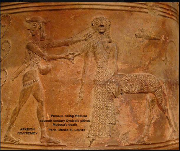 Ο Περσέας αποκεφαλίζει την Ιππο-Μέδουσα - Ο μεγάλος πίθος από τις Κυκλάδες του 7ου αι π.Χ. αιώνα, που δεν ξέρετε, από το Λούβρο! Γιατί και πώς βρίσκεται στο Παρίσι; - Φωτογραφία 2