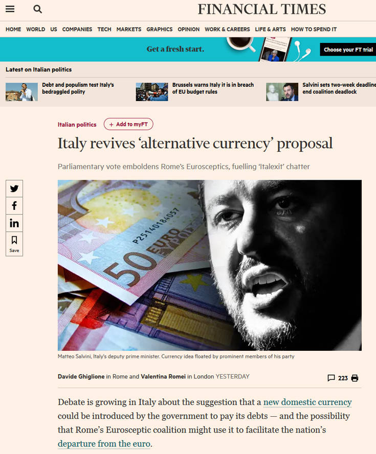 Η Ιταλία σοκάρει τις Βρυξέλλες: Συζήτηση για παράλληλο εγχώριο νόμισμα – «Φουντώνουν» τα σενάρια για έξοδο από το ευρώ - Φωτογραφία 2