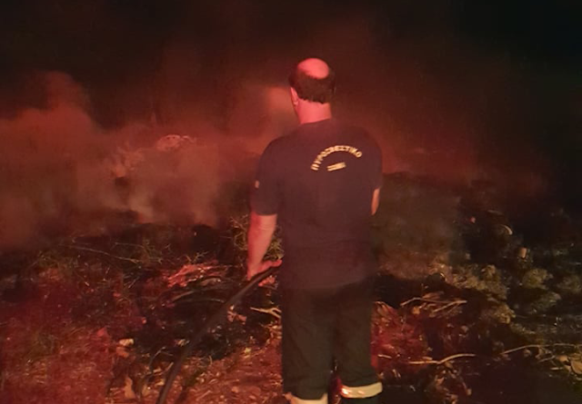 Φωτιά χτες βράδυ στην Αλυζία (στον δρόμο Μύτικα - Αστακός) - Φωτογραφία 2