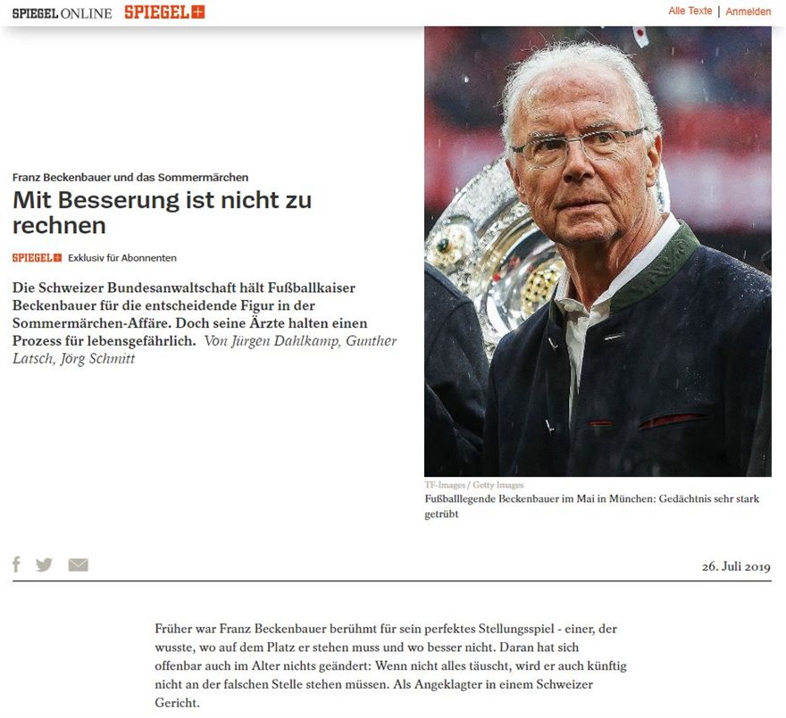 Spiegel: Σε σοβαρή κατάσταση ο Φραντς Μπεκενμπάουερ - Φωτογραφία 2