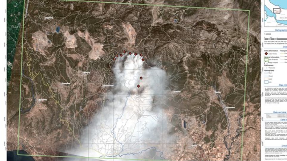 Η πρώτη δορυφορική φωτογραφία της φωτιάς στην Εύβοια από την υπηρεσία Copernicus - Φωτογραφία 1