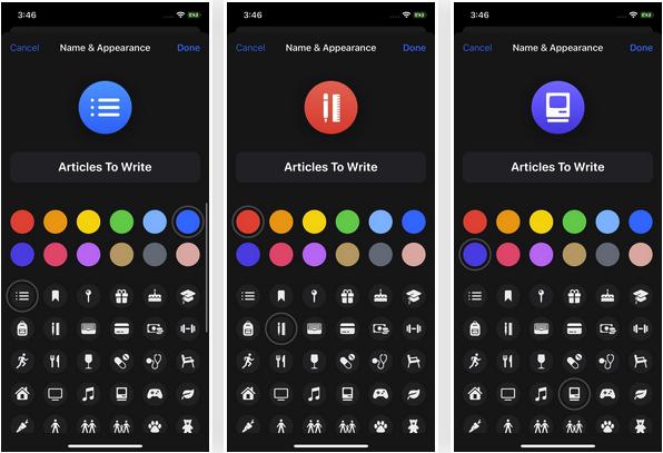 Αλλάξτε τα χρώματα της λίστας και τα εικονίδια στην εφαρμογή Υπενθυμίσεις του iOS 13 - Φωτογραφία 4