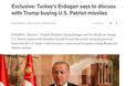 Reuters: Ερντογάν - Τραμπ θα συζητήσουν για αγορά πυραύλων Patriot