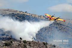 Φωτογραφίες από τη φωτιά στη παραλία Καραθώνας