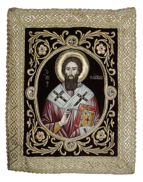 12689 - Ο Αγιορείτης Άγιος Σάββας ο Χιλανδαρινός. Σύγχρονη εικαστική αποτύπωση - Φωτογραφία 2