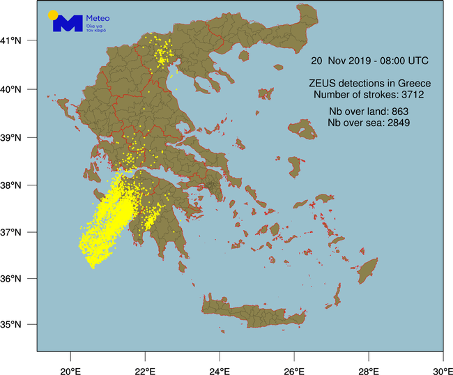Στα 104 χιλιοστά η βροχή στη Μεσσηνία - 3.500 κεραυνοί το πρωί της Τετάρτης (Χάρτης) - Φωτογραφία 3
