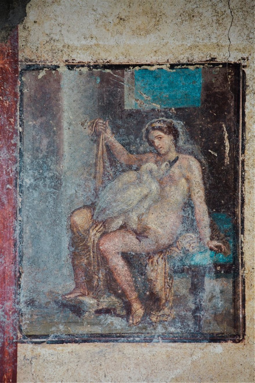 Στην Πομπηία παρουσιάζεται για πρώτη φορά η ερωτική νωπογραφία της Λήδας και του Δία - Φωτογραφία 4